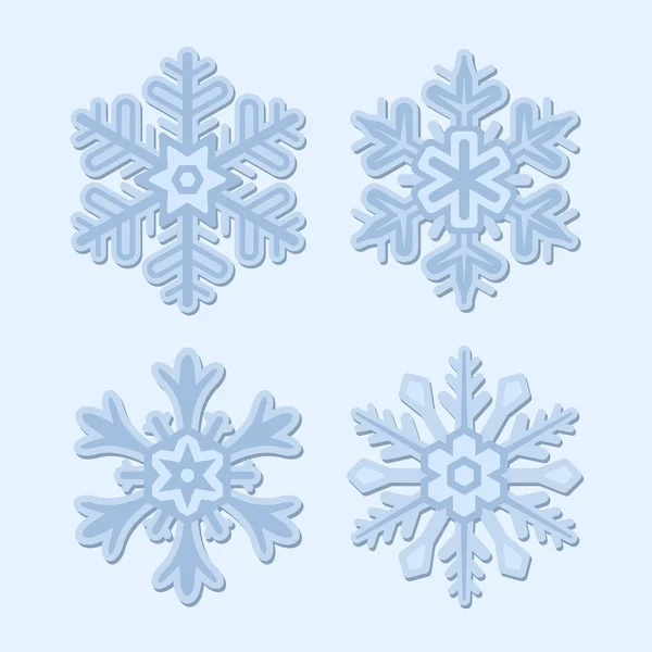 Set de invierno de copo de nieve aislado sobre fondo claro. Vector — Archivo Imágenes Vectoriales