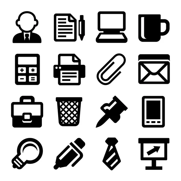 Office Icons Mengatur Latar Belakang Putih. Vektor - Stok Vektor