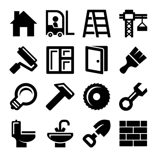 Construction Icons Set on White Background. Vector — Stock Vector