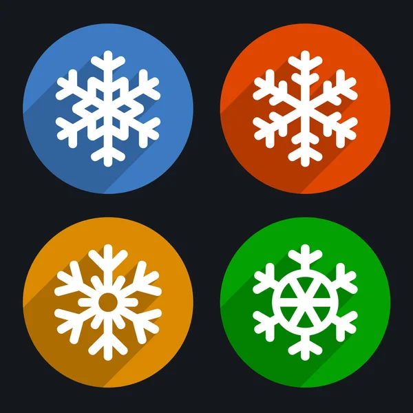 Snowflakes Flat Style Icons Set. Vector — Stock Vector