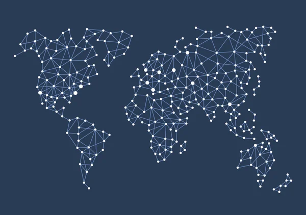 Mapa mundial de estilo poligonal triangular sobre fondo oscuro. Vector — Archivo Imágenes Vectoriales