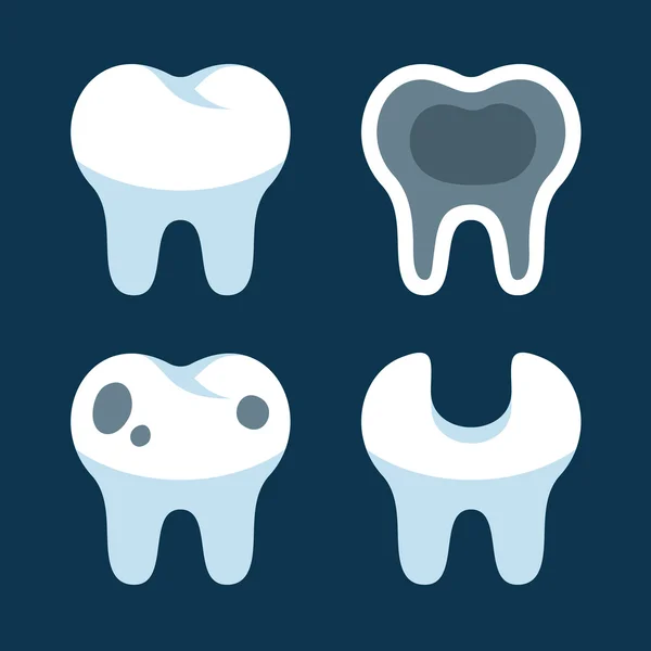 Dientes con Diferentes Problemas Dentales Iconos Set. Vector — Vector de stock