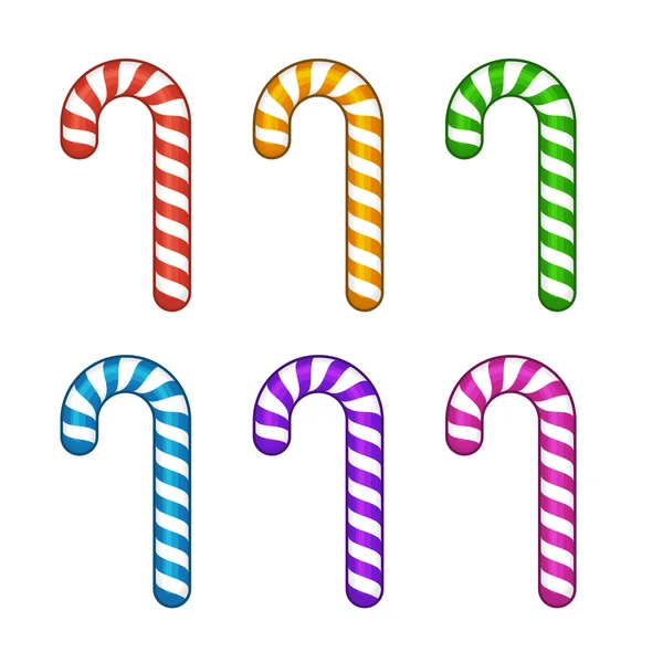 Color Candy Cane Set Isolated on White Background. Vector — Stock Vector