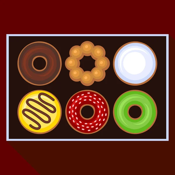 Donuts Collection Iconos Set in Box. Vector — Archivo Imágenes Vectoriales