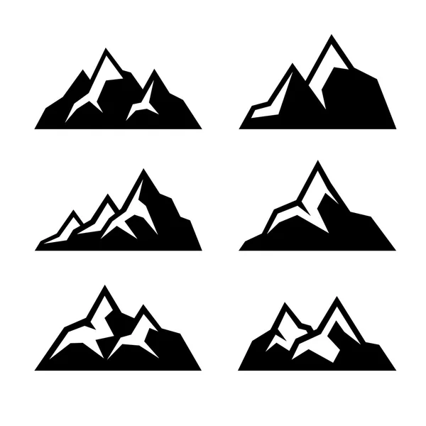 Mountain Icons Set on White Background. Vector — Stock Vector