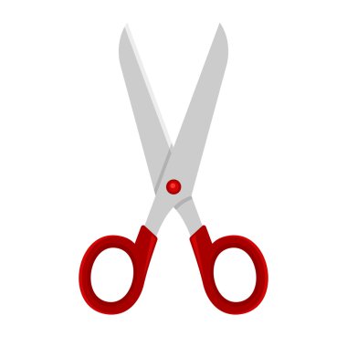 Beyaz zemin üzerine kırmızı makas. Vektör