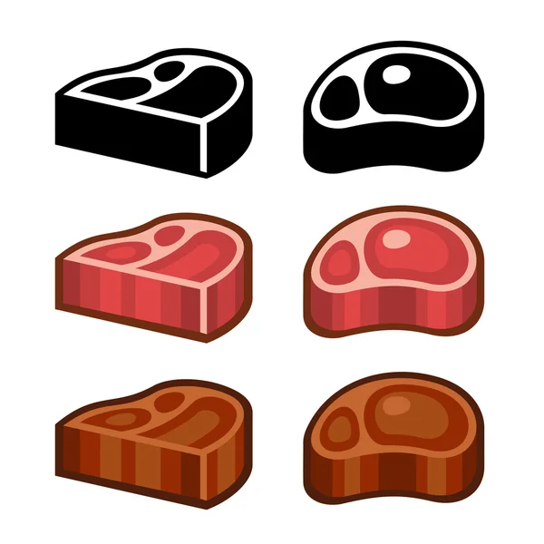 Steak Icons Set. Vector — Stock Vector