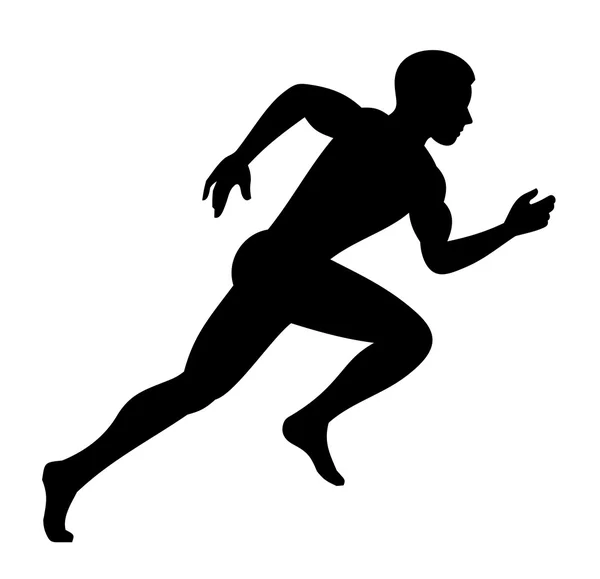Läufer Mann isolierte Silhouette auf weißem Hintergrund. Vektor — Stockvektor