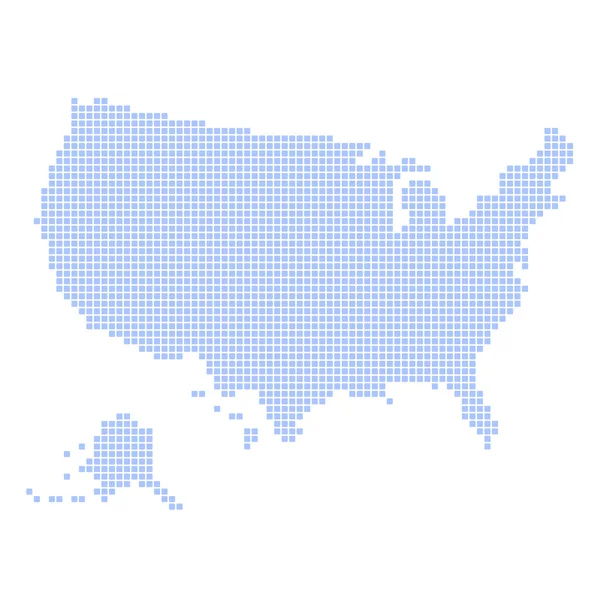 Mappa punteggiata blu degli Stati Uniti su sfondo bianco. Vettore — Vettoriale Stock