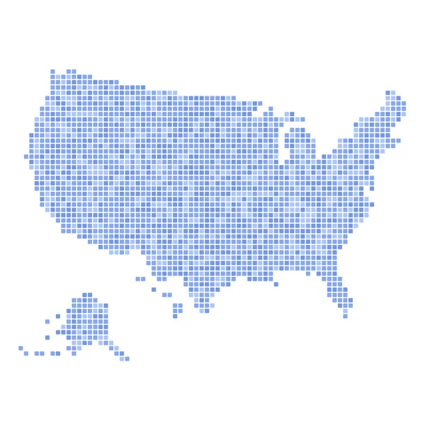 Azul puntos mapa de Estados Unidos sobre fondo blanco. Vector de — Vector de stock