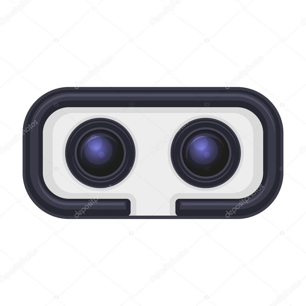 Virtual Reality Headset for Gaming and Entertainment. Vector Icon on White Background