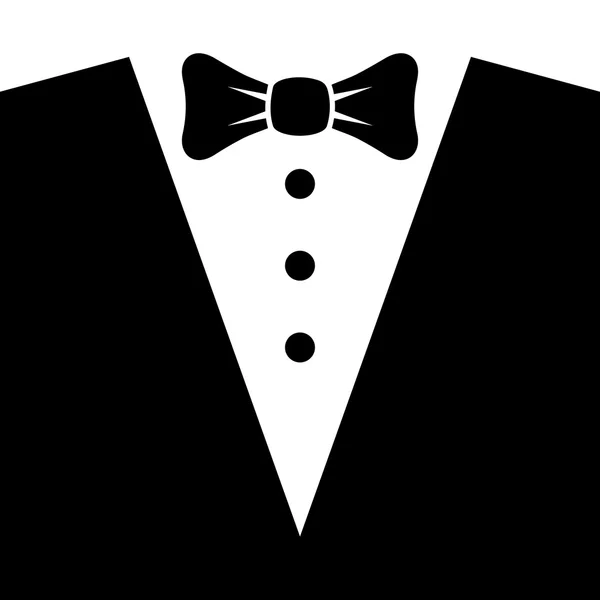 Tuxedo noir avec nœud papillon. Vecteur — Image vectorielle