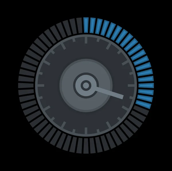 Dial teken sjabloon met gesegmenteerde, niveau-Indicator op zwarte achtergrond. Vector — Stockvector