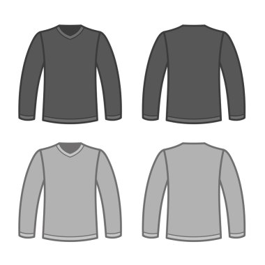 Gri erkek T-shirt uzun kollu gömlek. Vektör