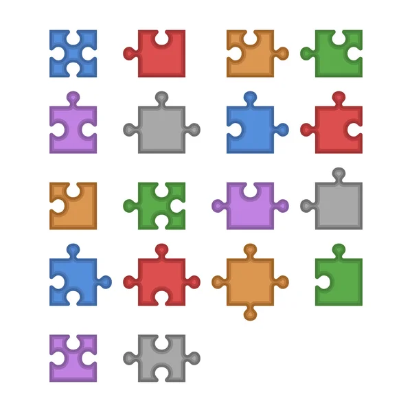 Color Jigsaw Puzzle constructor en blanco. Conjunto de piezas totales. Vector — Archivo Imágenes Vectoriales