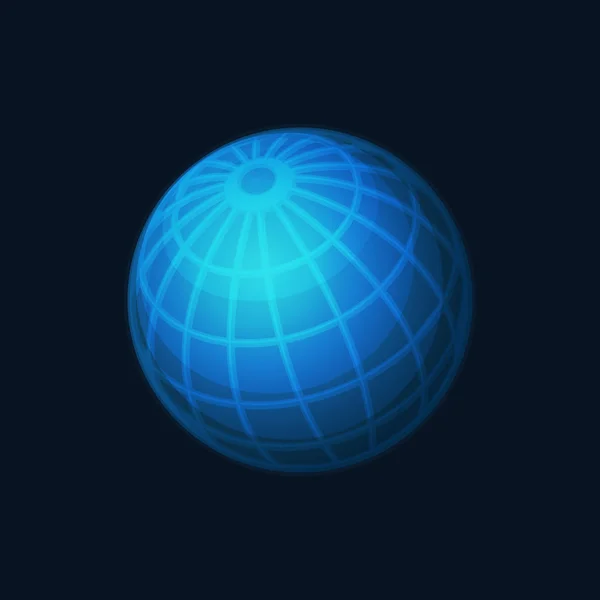 Blue Globe Network Icon on Dark Background. Vector — Vector de stoc