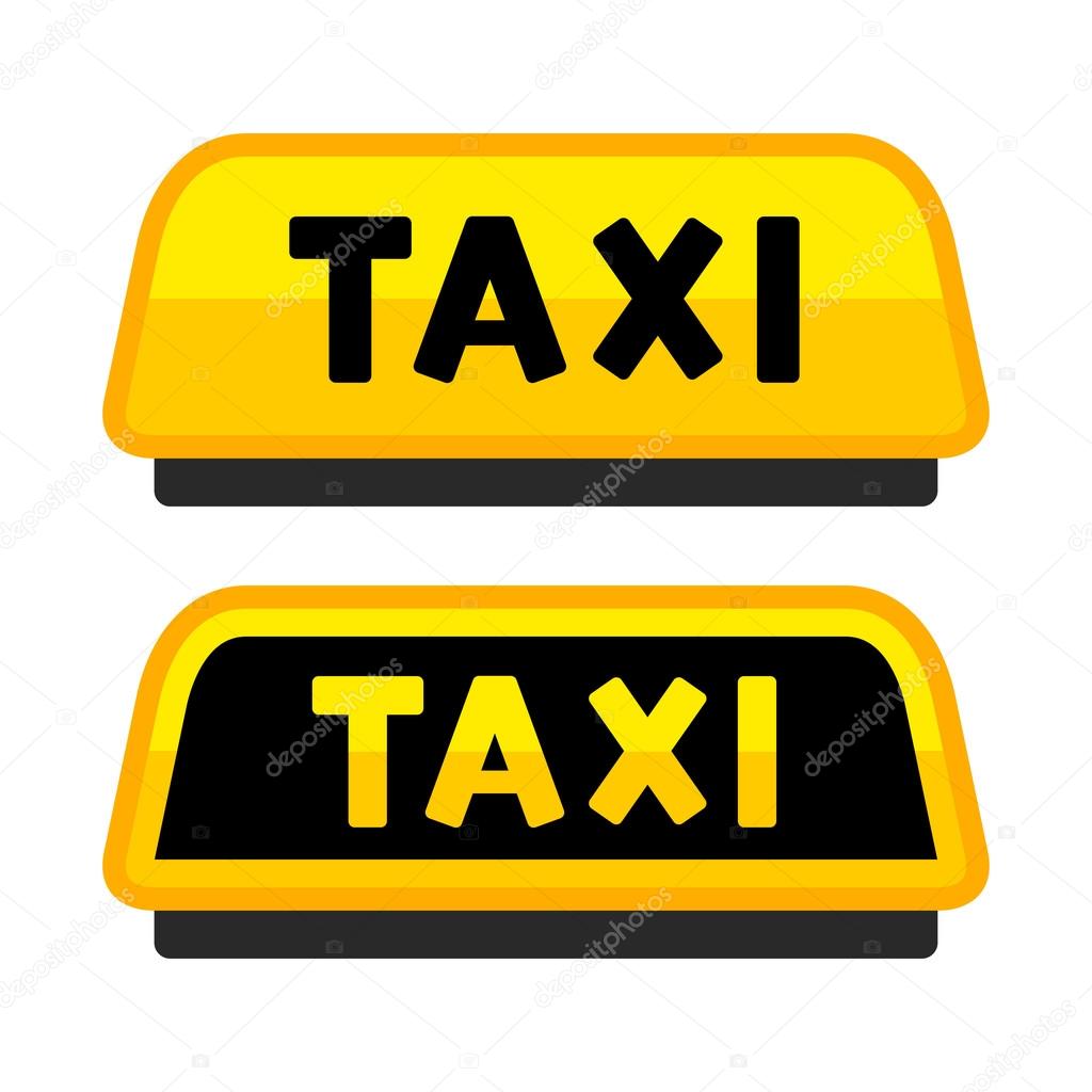 Taxi Car Roof Sign. Logo Label Set. Vector