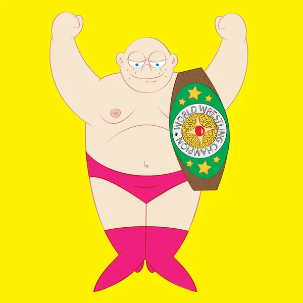 世界冠军摔跤手与冠军腰带 — 图库矢量图片