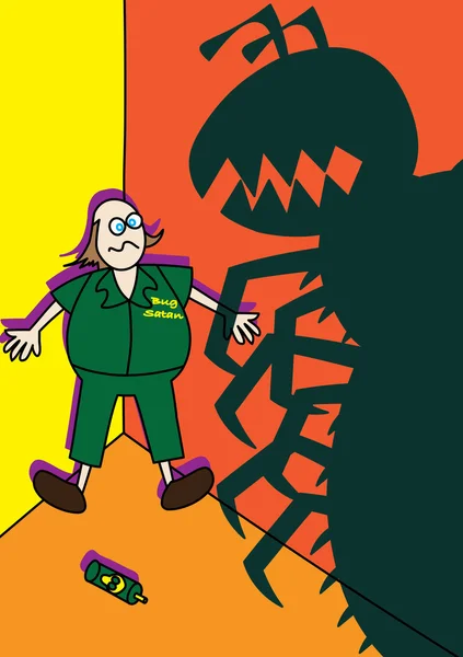 Pest control munkavállalónak monster-óriás rovarok elleni — Stock Vector