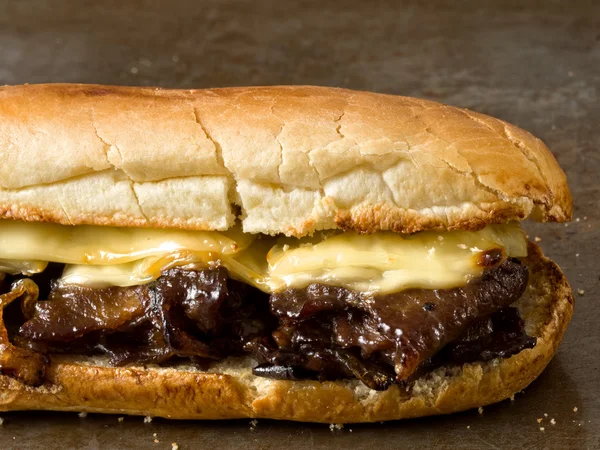 Rustic philly cheese steak sandwich — Stock Photo, Image