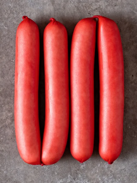 Rustic English saveloy red pork sausage — стоковое фото