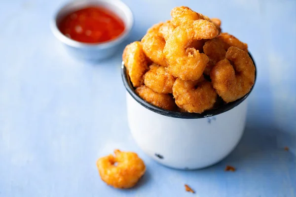 Close Golden Fried Shrimp Popcorn — Stock Photo, Image