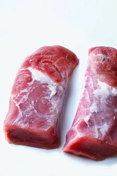 Close Raw Uncooked Pork Tenderloin — Stock Photo, Image