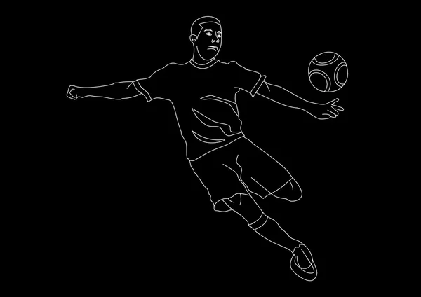 Jeune athlète homme footballeur ligne art — Image vectorielle