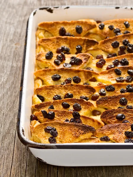 Rustic traditional british bread and butter pudding — Stock Photo, Image