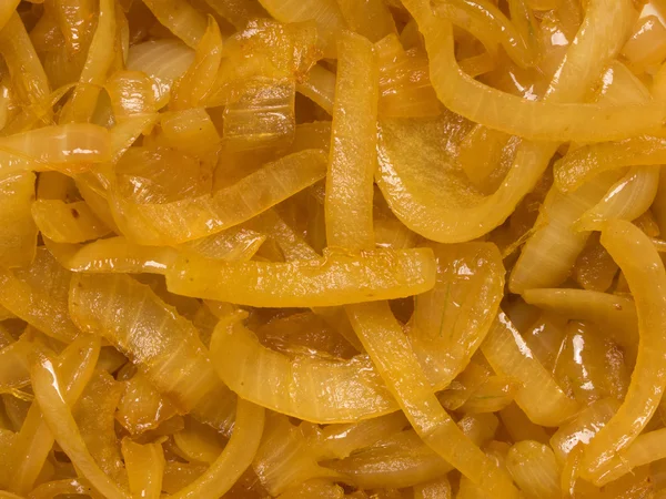 Karamelize kızarmış soğan yemek arka plan — Stok fotoğraf