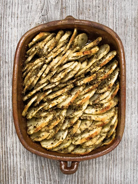 Rustic roasted hasselback potato gratin — Stock Photo, Image