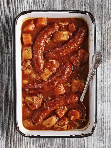 Rustic sausage casserole — Stock Photo, Image