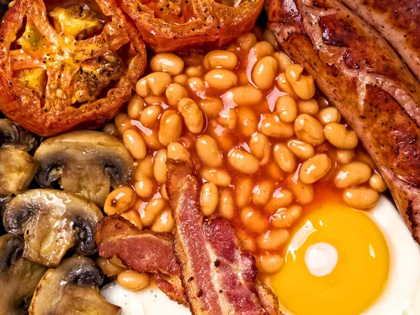 Повний англійський сніданок харчування фон — стокове фото