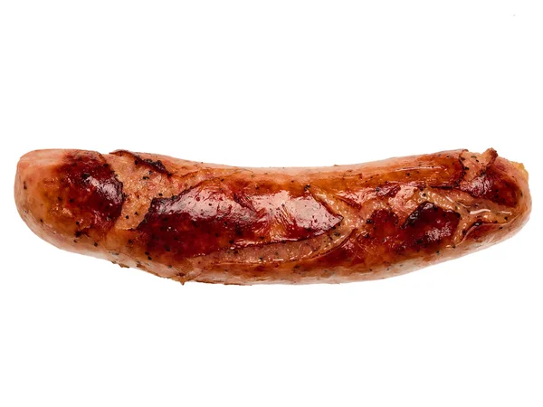 Ripped casing ripper hotdog sausage isolated — Zdjęcie stockowe