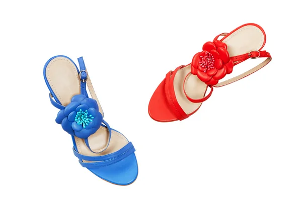 Blue and red female shoes — Stock Photo, Image