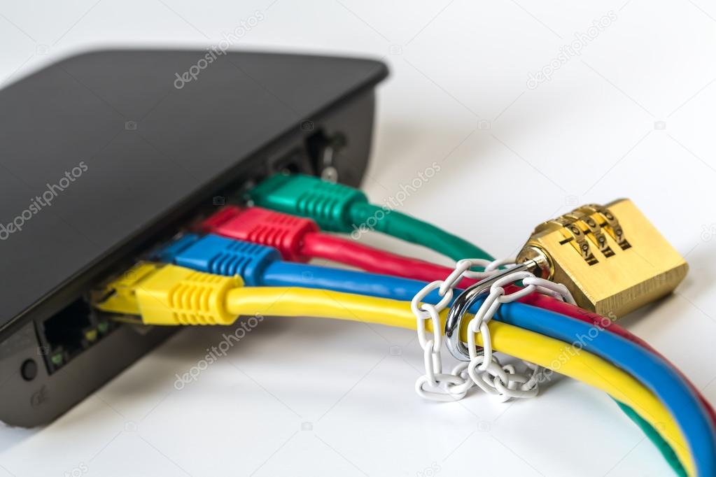 router with connecting cables to secure LAN