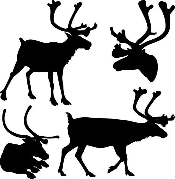 Reindeer - vector silhouettes and icons — Stock Vector