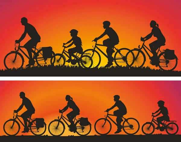 Famille en visite à vélo — Image vectorielle