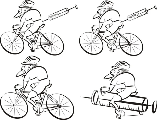 Cykel, cyklist cartoon — Stock vektor