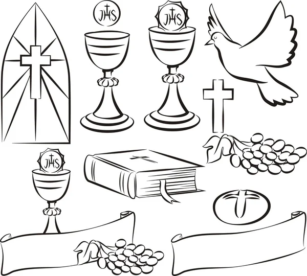 Holy communion symbols — Stock Vector