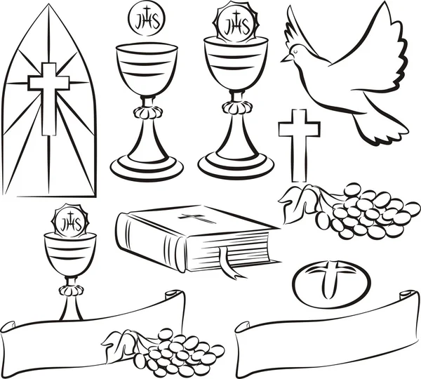 Symbole der Heiligen Kommunion — Stockvektor