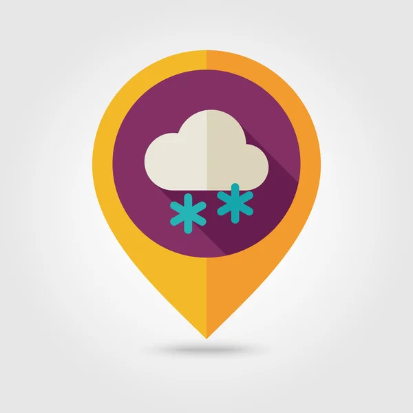 Cloud with Snow flat pin map icon. Weather — Stock Vector