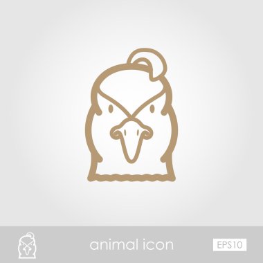 Bıldırcın anahat ince simgesi. Hayvan başı vektör sembolü