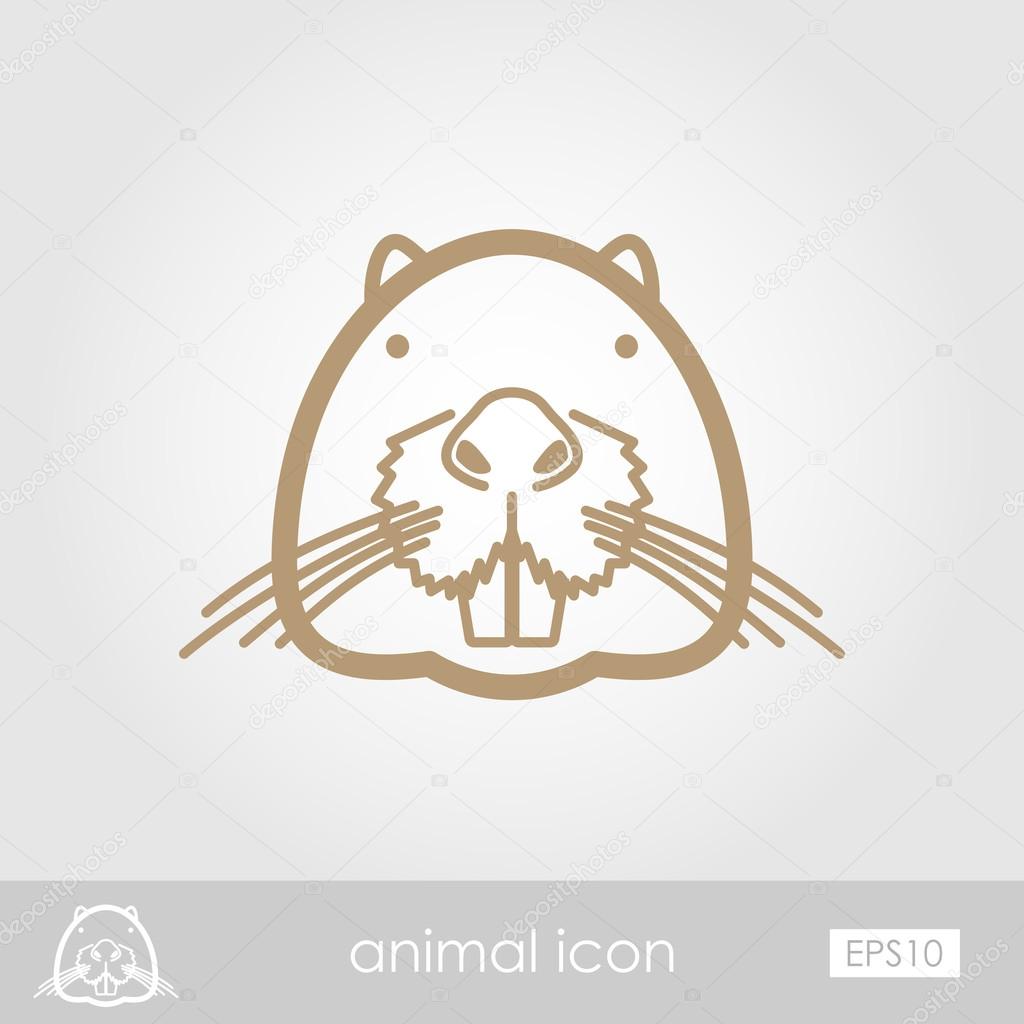 Otter beaver outline thin icon. Animal head vector symbol eps 10
