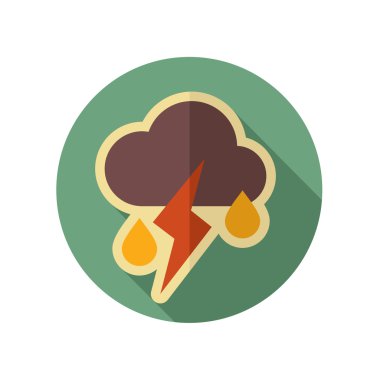 Bulut yağmur yıldırım retro düz simgesi. Hava durumu 