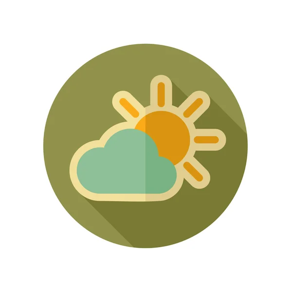 Sun and cloud retro flat icon. Weather — Stock Vector