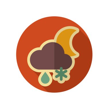 Bulut kar yağmur Moon retro düz simgesi. Hava durumu 