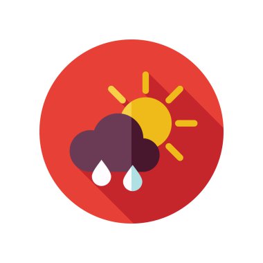 Güneş yağmur bulutu düz simgesi. Meteoroloji. Hava durumu 