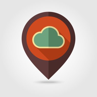 Bulut retro düz PIN harita simgesi. Hava durumu 