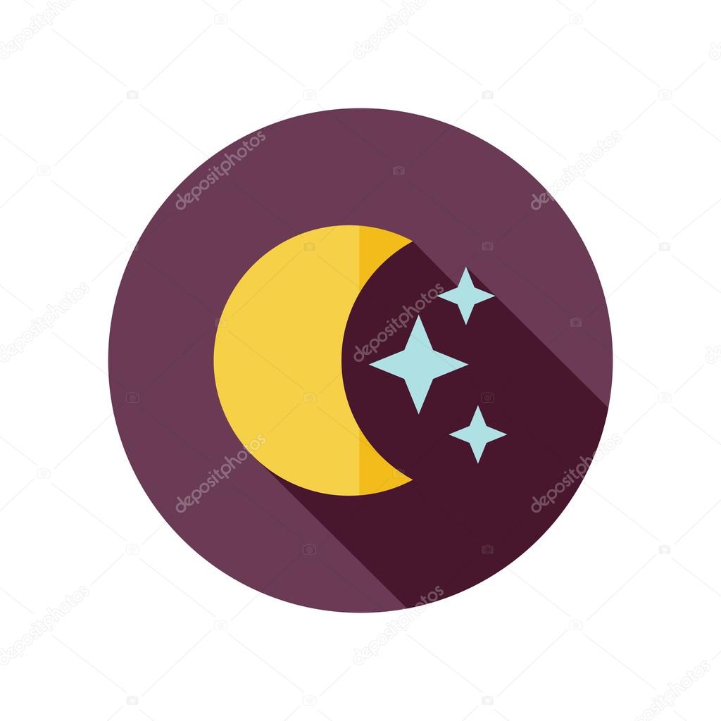 Moon and stars flat icon. Meteorology. Weather 